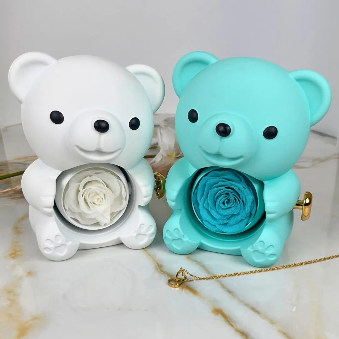 Urso Eterno com Colar Dois Corações Personalizado